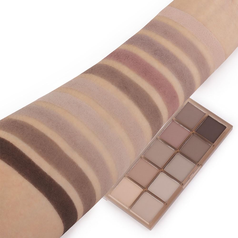 10 Colors Nude Gray Taupe Matte Eyeshadow Palette,Neutral Nude Eye Shadow Palette,Long Lasting Waterproof Travel Size Makeup Pallete,Vegan,Cruelty -free-BrightBean Baby