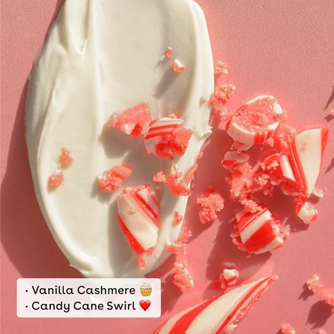 eos Holiday Skin Care Set- Vanilla Cashmere Travel Hand Cream & Candy Cane Swirl Lip Balm, Stocking Stuffers, 1 fl oz Hand Cream + 0.14 oz Lip Balm, 2-Pack-BrightBean Baby