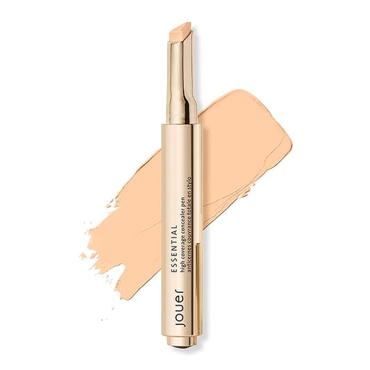 Jouer Essential High Coverage Concealer Pen - Under Eye Concealer for Dark Circles - Brightening Makeup for Eye Circles - Color Corrector Eye Primer with Hyaluronic Acid and Vitamin E-BrightBean Baby