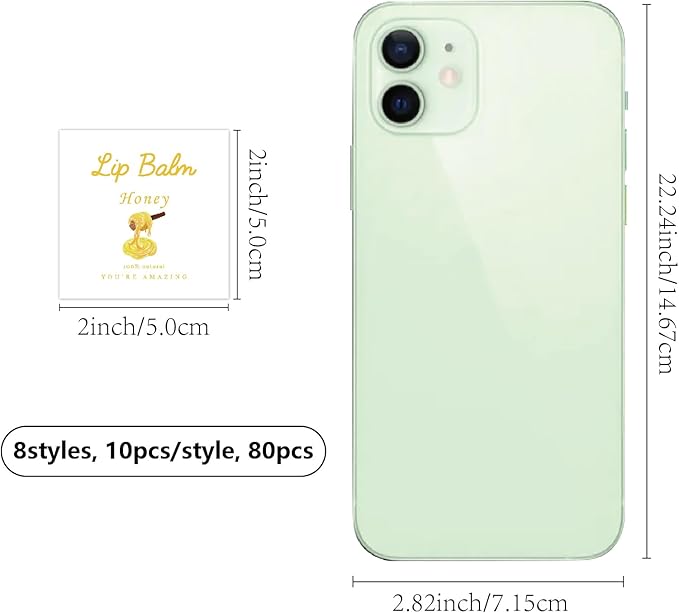 CRASPIRE 80Pcs 8 Styles Labels for Lip Balm Coated Paper Paster Honey Fruit Square Tubes Lip Balm Labels Stickers Natural Homemade Self-adhesive Stickers Logo for Containers Cosmetics Lipsticks-BrightBean Baby