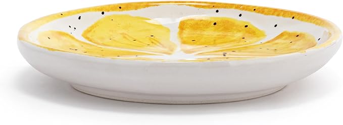 DEMDACO Decorative Serving Dining Dish Appetizer Plate, 5 Inch Ceramic Stoneware, Lemon