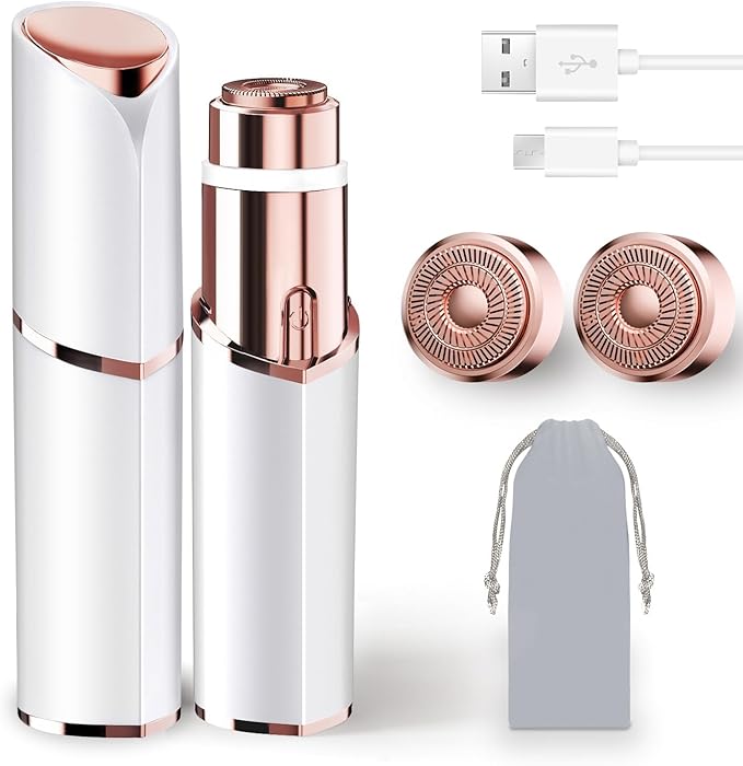 Facial Hair Removal for Women, Portable Lady Shaver, Rechargeable Painless Hair Remover for Face, Upper Lips, Chin, Peach Fuzz-BrightBean Baby
