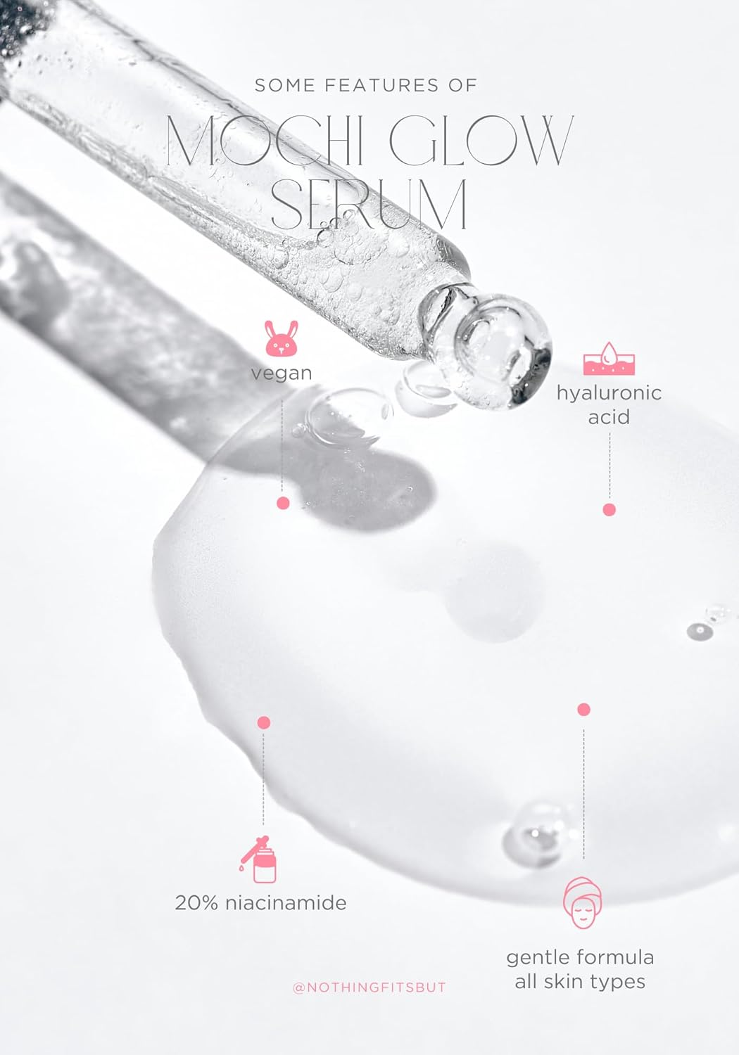 NOTHING FITS BUT Mochi Glow 20% Niacinamide Serum for Face, Pore Tightening & Brightening Skin Serum with Hyaluronic Acid & Glutathione for Dark Spots & Fine Lines, Korean Skincare (50ml/1.7fl.oz.)-BrightBean Baby