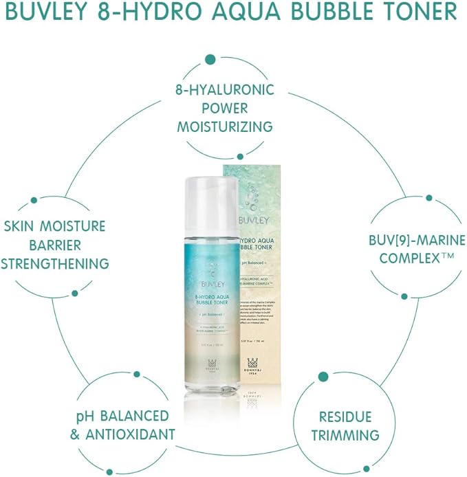 [BUVLEY] 8-Hydro Aqua Bubble Innovative Facial Toner, Deep Hydrating, Moisturizing, Anti Aging - Cruelty Free, Made in Korea Pack of (1)-BrightBean Baby