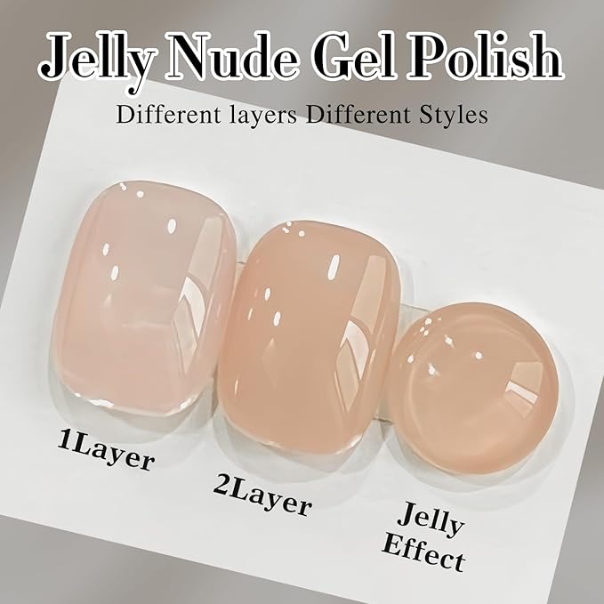 Double Rhythm 0.5Oz Translucent Gel Polish Sheer Neutral Natural Light Milky Same Color Same Bottle 15ML Jelly Art DIY at Home (Neutral Nude Pink-A1368)-BrightBean Baby