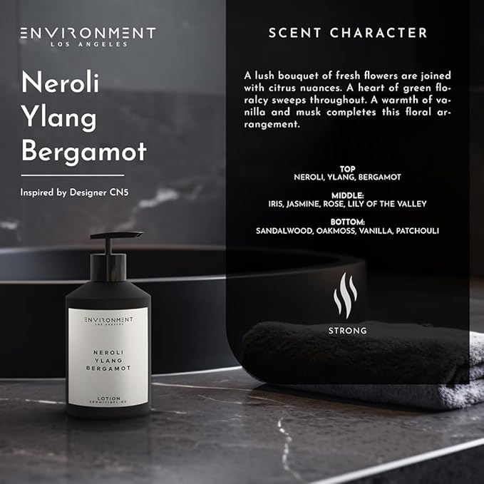 ENVIRONMENT Inspired by Designer Perfume CN5 Lotion, 300ml Luxury Scented Lotion (Neroli | Ylang | Bergamot) Bathroom Luxury, Men & Women High-End Body Lotion, Hand Cream, Dry Skin Treatment-BrightBean Baby