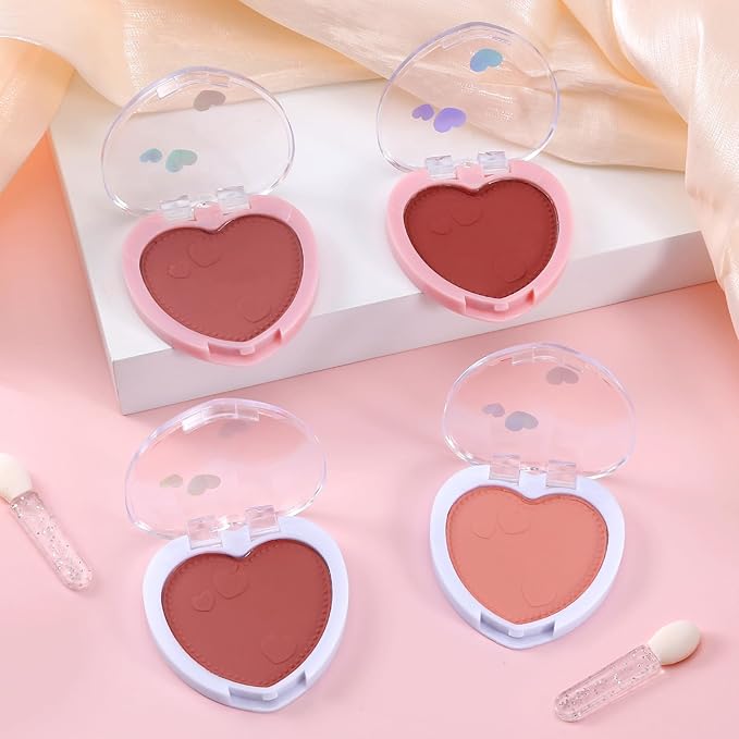 Boobeen Powder Blush Matte Pressed Blush Palette, Highly Pigmented Cream Pink Blusher for Cheeks, Blusher Compact Powder Makeup Lightweight Easily Blends, Single Color Rouge Powder-BrightBean Baby