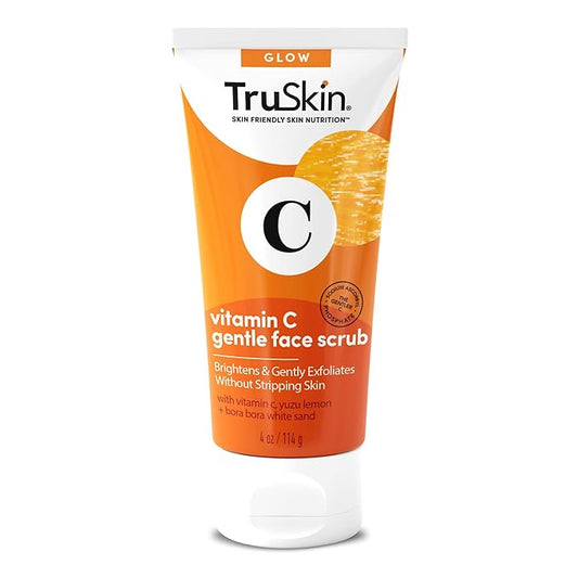 TruSkin Vitamin C Gentle Face Scrub - Brightening Daily Face Exfoliator for All Skin Types - Softens & Smooths Skin with Vitamin C, Yuzu Lemon, and Exfoliating Bora Bora White Sand - 4 Fl. Oz-BrightBean Baby