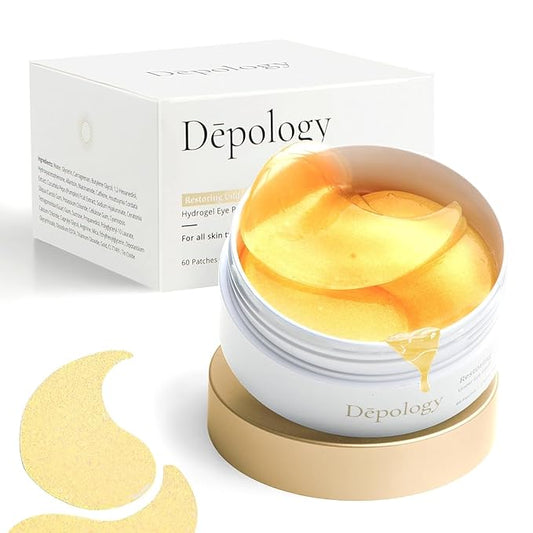 depology Restoring Hydrogel Under Eye Patch | 60 Patches | Brightening Caffeine Gold Pads for Dark Circles | Puffiness | Wrinkles | Refresh | Travel-BrightBean Baby