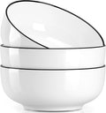 NJCHARMS Large Serving Bowls, 8'' Big Soup Bowl 60OZ Set of 3, White Ceramic Bowl for Kitchen, Pho Bowl for Pasta, Ramen, Soup, Fruit Vegetable, Microwave & Dishwasher Safe