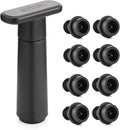 WOTOR Wine Saver Vacuum Pump with 8 Stoppers, Wine Stopper & Preserver, Reusable Bottle Sealer Keeps Fresh, Ideal Accessories Gift (Flat Handle)