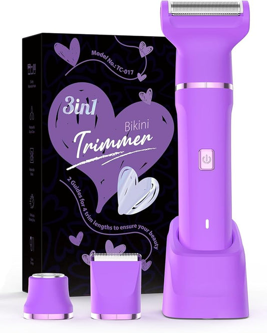 Electric Shaver for Women - Cordless Dermave Bikini Trimmer for Lady's Beauty, Painless Facial Hair Removal Device with Low Noise, Detachable Head, Fast Charging, 2025 Beach Vacation Essentials-BrightBean Baby