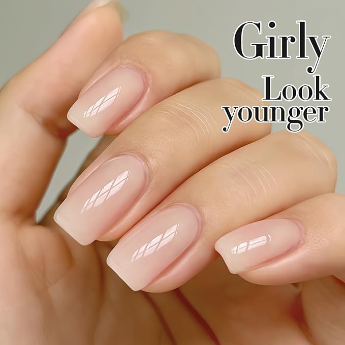 Double Rhythm 0.50 OZ Translucent Gel Polish Same Color Same Bottle Sheer Pastel Neutral Natural Milky 15 ML Jelly UV Nail Art DIY at Home (Beige Nude-A1511)-BrightBean Baby