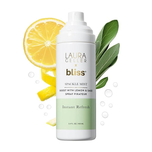 LAURA GELLER NEW YORK x Bliss Spackle Mist Boost with Lemon & Sage - Long-Lasting Dewy Skin Makeup Setting Spray - Brighten and Soothe Dull Skin-BrightBean Baby