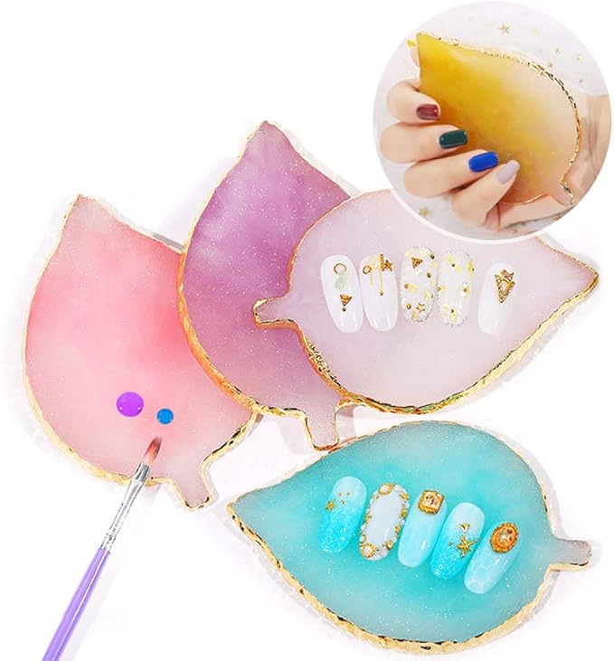 1 Pcs Leaf Resin Nail Art Palette Painting Makeup Palette Tray Cosmetic Nail Gel Polish Colors Mixing Pallet White-BrightBean Baby