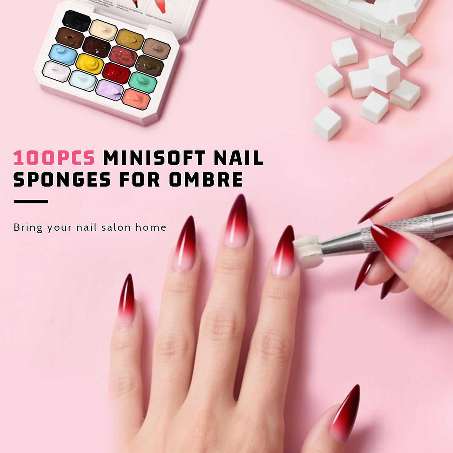 Sponge Pat Paint Nail Gel, Ombre Nails Gradient Gel Nail Blush Blooming Aura Nails Drawing Stripper Floral Painting DIY Nail Art, No Wipe, UV/LED Curing (16 Colors H)-BrightBean Baby