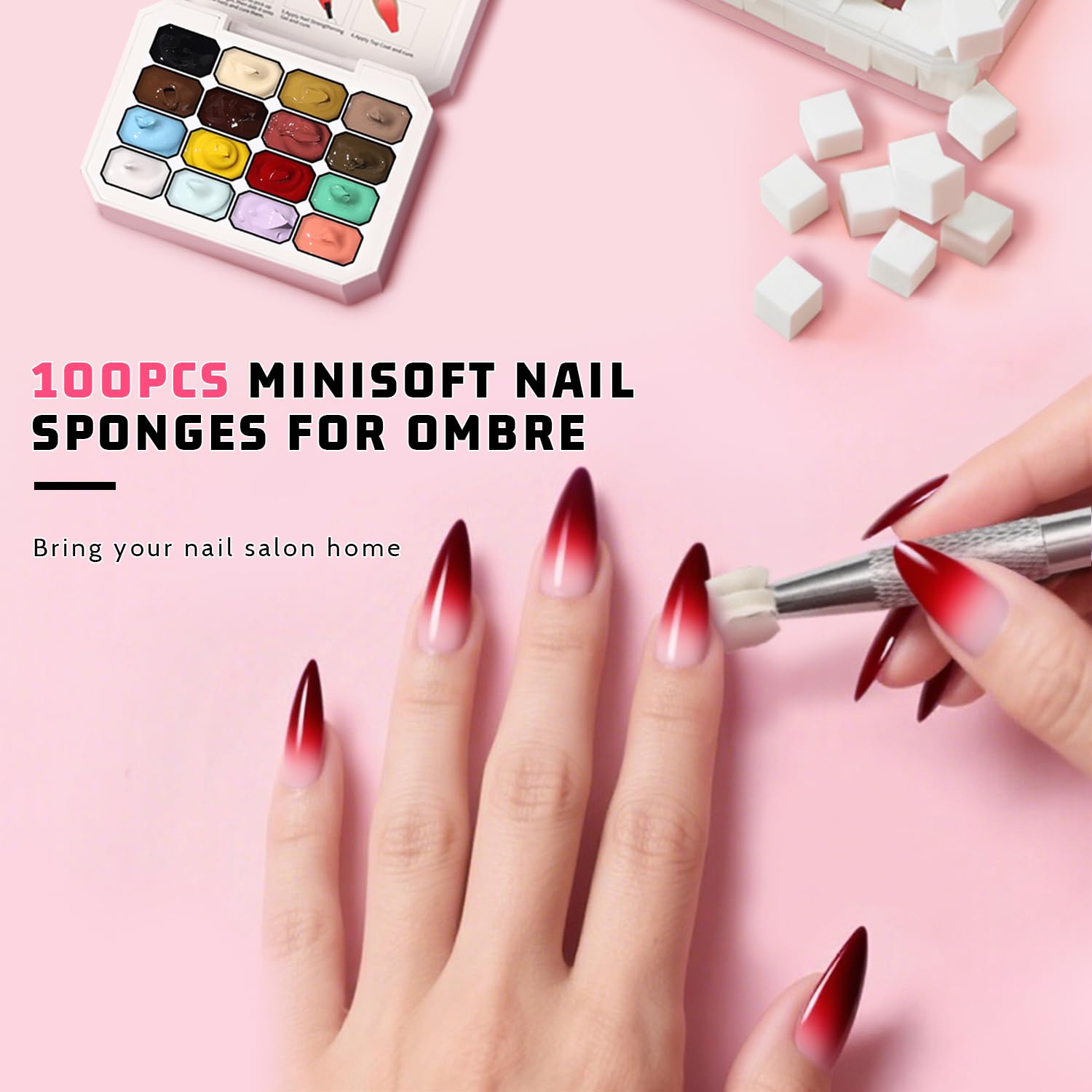 Sponge Pat Paint Nail Gel, Ombre Nails Gradient Gel Nail Blush Blooming Aura Nails Drawing Stripper Floral Painting DIY Nail Art, No Wipe, UV/LED Curing (16 Colors H)-BrightBean Baby