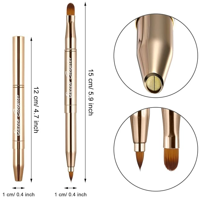 Retractable Eyebrow Eyelash Lip Brush Makeup Brush Double-Sided Soft With Cap Concealer Eyeliner For Travel Cosmetic Brushes, gold color-BrightBean Baby