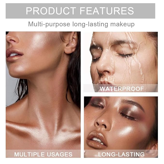 evpct Pearl White Silver Face Highlighter Makeup Shimmer Glitter Diamond Sparkly Highlighters Makeup Palette Powder for Face Body Cheek Skin iluminadores iluminador de jos maquillaje luminizers E01-BrightBean Baby