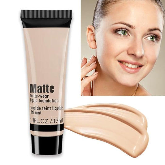 1 Pack Matte Oil Free Concealer Foundation Cream,Professional Make-up Base Facial Matte Full Coverage Liquid Concealer Hide Foundation Primer Makeup Repair Kit.(BEIGE 5#)-BrightBean Baby