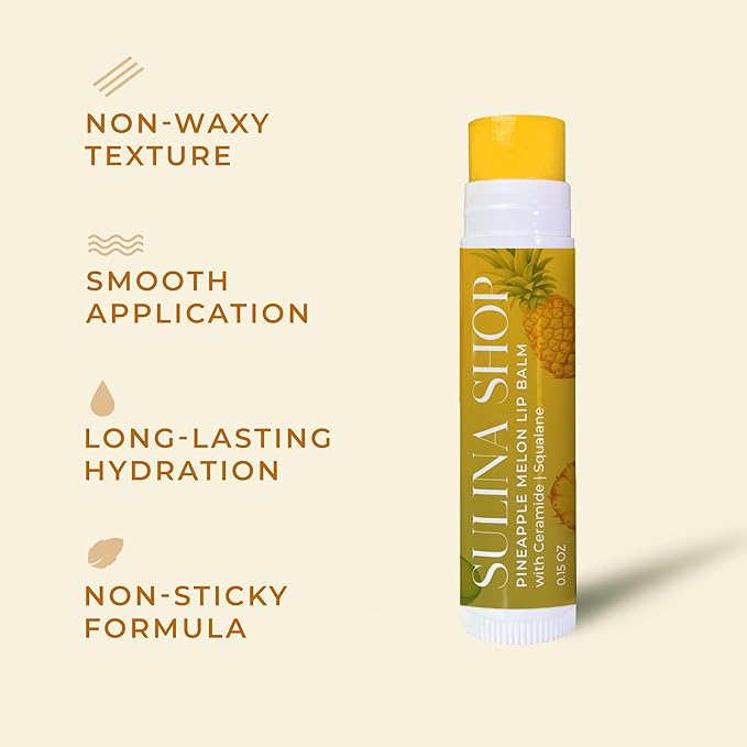 Pineapple Melon Lip Balm Hydrating & Nourishing Lip Moisturizer with Squalane, Castor Oil, Castor Oil, and Vitamin E, Smooth Application, Lip Care, Barrier Protection, Non-Waxy, Refreshing Scent-BrightBean Baby