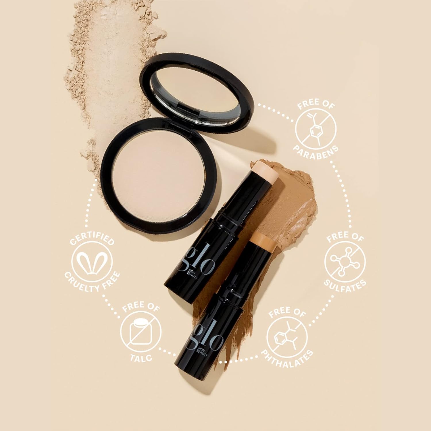 Glo Skin Beauty Pressed Base Powder Foundation Makeup (Beige Light) - Flawless Coverage for a Radiant Natural, Second-Skin Finish-BrightBean Baby