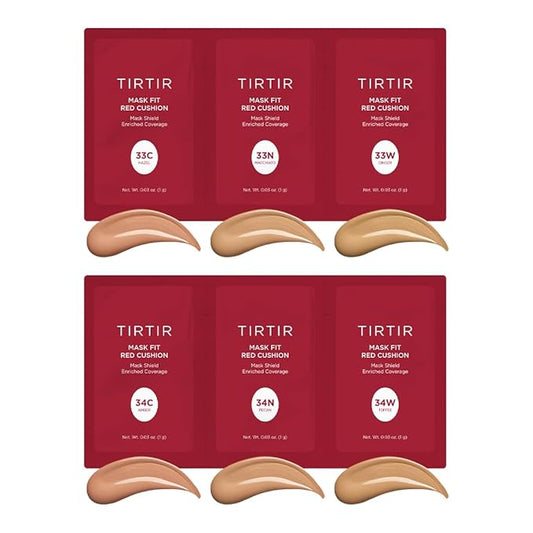 TIRTIR Mask Fit Red Cushion Foundation *Trial Kit* #Medium Deep | Japan's No.1 Choice for Glass skin, Long-Lasting, Lightweight, Buildable Coverage, Semi-Matte-BrightBean Baby