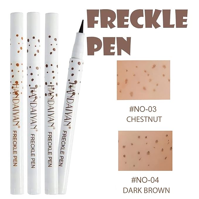 Freckle Pen 2 Colors, Natural Lifelike Freckle Makeup Pen Magic Freckle Color,Waterproof Longlasting Soft Dot Sopt Pen,for Natural Effortless Sunkissed Makeup-Chestnut&Dark Brown-BrightBean Baby