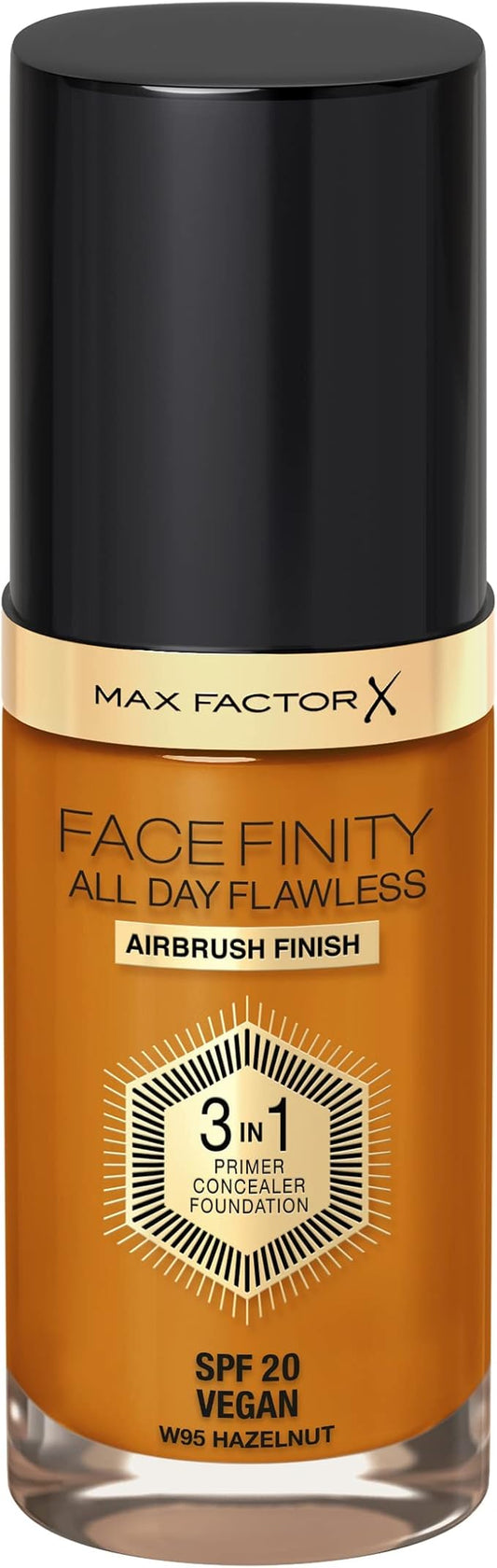 Max Factor Facefinity 3-in-1 All Day Flawless Foundation SPF 20, 95 Hazelnut, 30 ml-BrightBean Baby