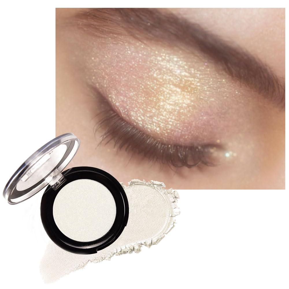 Monochrome Powder Eyeshadow Palette Makeup,Gold Natural Neutral Single Shimmer Eye Shadow for Older Women,Buildable Sparkly Eye Finish,Long Lasting Naturing-Looking-BrightBean Baby