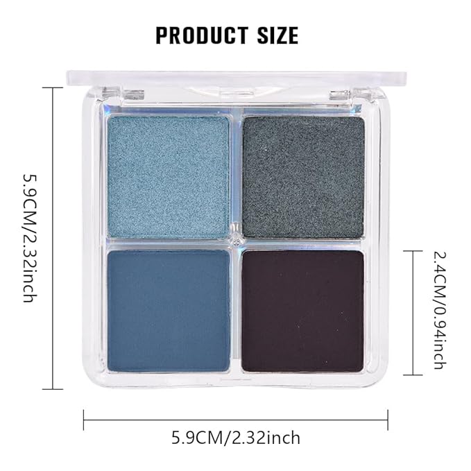 Powder Eyeshadow Quad, Blue Taupe Matte Shimmer Eye Shadow Palette Makeup, Neutral Vegan Eye Shadow Palette for Older Women Pigmented Waterproof, paleta de sombras de ojos, Blendable,13-BrightBean Baby