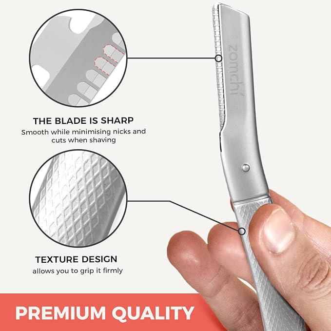 ZOMCHI Eyebrow Razor, Face Razors for Women&Men, Eyebrow Trimmer Shaper with Precision Cover,Facial Shaver with 6 Blades (Silver)-BrightBean Baby