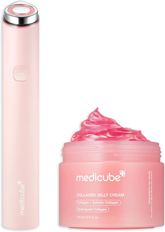 medicube Plump and Radiant Pink Duo: Mini Booster Pro Pink and Collagen Jelly Cream, 3.71 fl.oz. (110ml)-BrightBean Baby