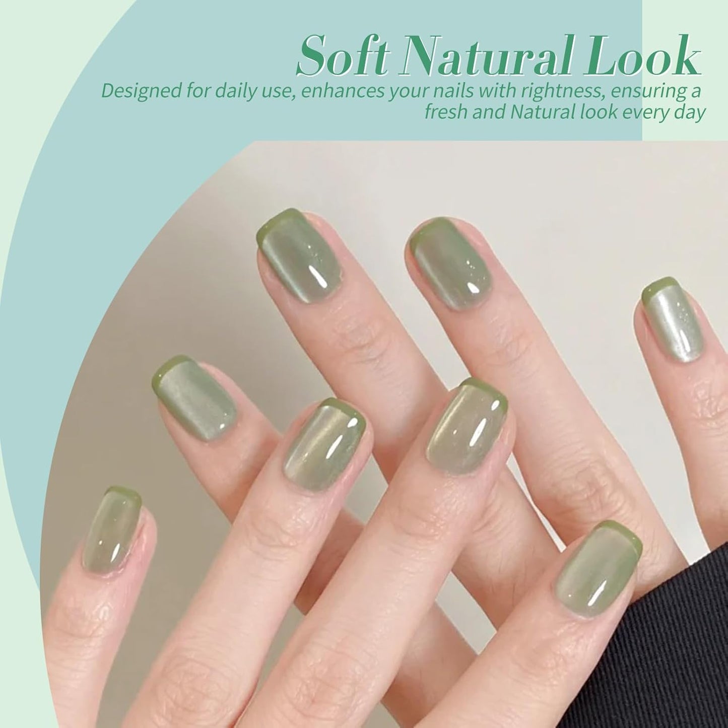 Born Pretty Christmas Green Gel Nail Polish,Jelly Transparent Gel Polish,Cat Magnetic Eye,Shimmer Glitter Green Gel Polish Kit for Salon Manicure and Nail Art DIY at Home 6Colors-BrightBean Baby