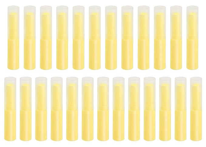 0.14oz Empty Flavored Lip Balm Container Tubes Plastic Homemade Moisturizing Lip Stick with Caps Bulk Fit for Women Adult DIY Making Supplies, 25 Count (Yellow)-BrightBean Baby