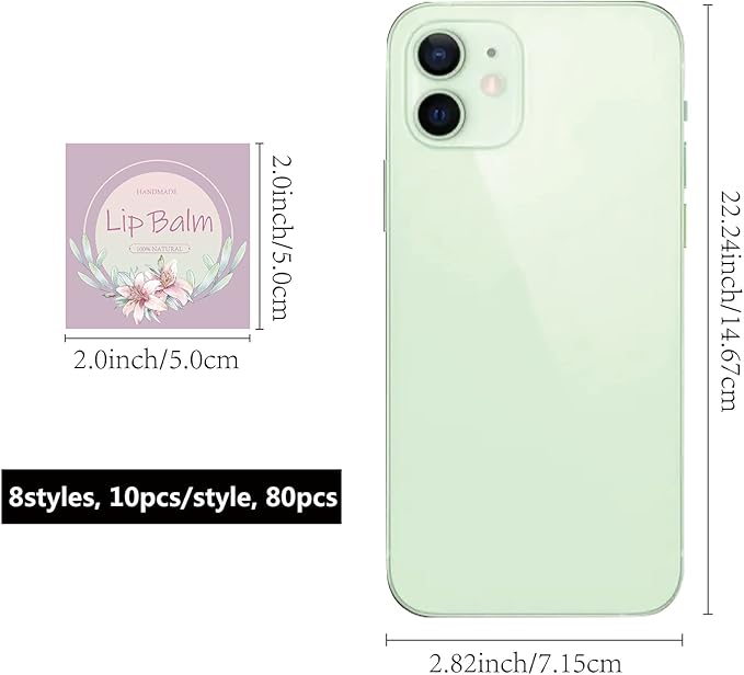 CRASPIRE Lip Balm Labels 80pcs Homemade Lip Balm Labels 2” Clear Lip Balm Labels for Tubes Printable Waterproof Lip Balm Stickers Labels for Lip Balm Handcream Candle Container（Flowers-Pink Purple）-BrightBean Baby
