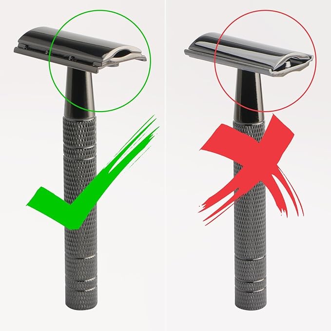 Double Edge Safety Razor with Stand, Single Blade Razors for Men and Women, Reusable Metal Razor, with 10 Stainless Steel Double Edge Blades, Smooth and Close Shave, Plastic Free, Matte Black-BrightBean Baby