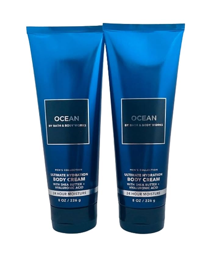 Bath & Body Works Ocean 2 Pack Men's Collection Ultimate Hydration Ultra Shea Body Cream 8 Oz (Ocean)-BrightBean Baby