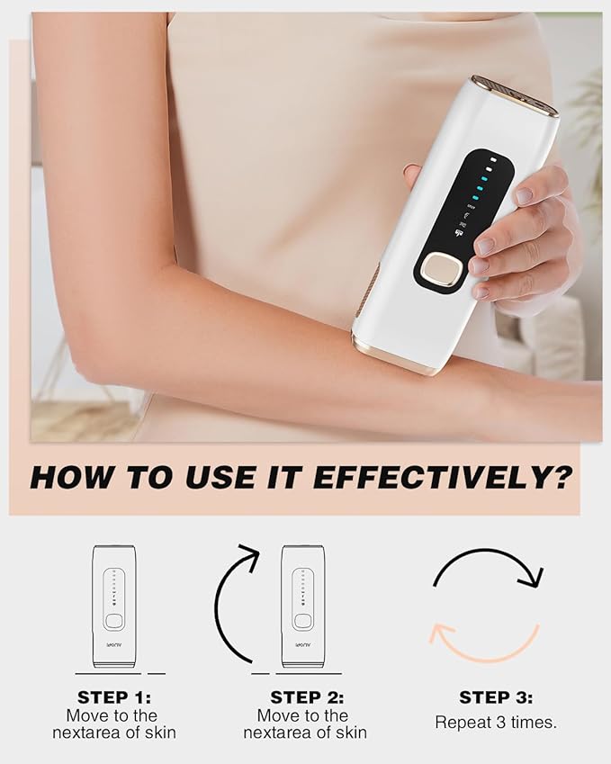 IPL Laser Hair Removal Device for Women Men at Home, Upgraded to 999,900 Flashes Permanent for Facial Legs Arms Bikini Line Whole Body Treatment (White Gold)-BrightBean Baby