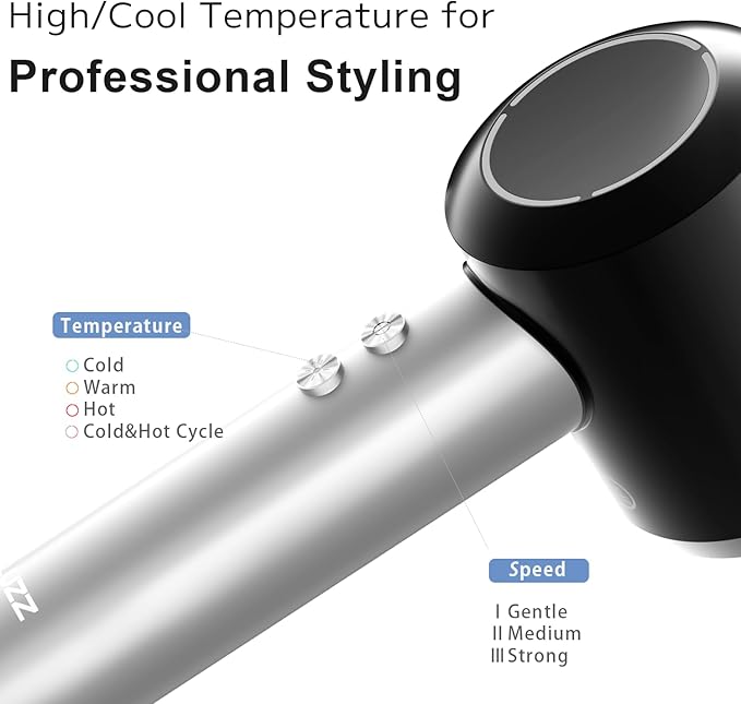 PLUZZ Pro Professional Hair Dryer with 3M Power Cord, 140,000 RPM Brushless Motor High-Speed, 500M Negative Ions, Quiet & Lightweight, Diffuser & Holders Attachments – Salon/Home Use-BrightBean Baby