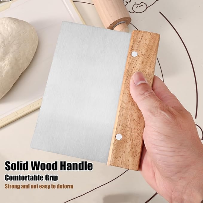 4 PCS Bench Scraper, Scraper Food Tool,Dough Scraper and Pastry Cutter With Scale,Food Chopper Baking Supplies Kitchen Gadgets (Green)