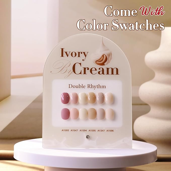 Double Rhythm 6 Pcs 15 ML Gel Polish Set Same Color Same Bottle Soak Off Gel Polish Kit Nail Art Manicure Salon DIY at Home for Women (Light Dark Nude Beige Cream Pink-T6-18)-BrightBean Baby