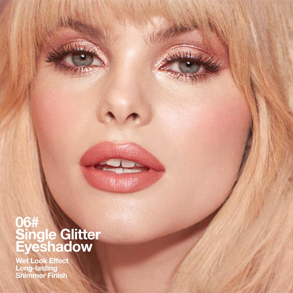 Champagne Rose Gold Monochrome Shimmer Eyeshadow Palette Makeup,Long Lasting Naturing-Looking Lightweight Glitter Single Eyeshadow,Neutral Powde Eye Shadow for Older Women-BrightBean Baby