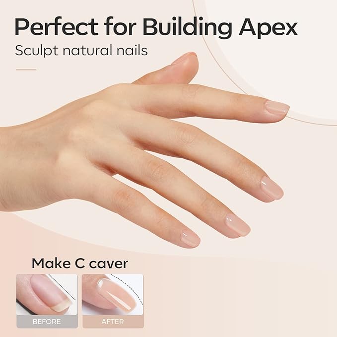 modelones 8-in-One Builder Nail Gel, Neutral Nude Builder for Thickening, LED Lamp Cured Hard Strengthener Extension Color Base Rhinestone Glue Gel Polish in a Bottle for DIY Home Salon-BrightBean Baby