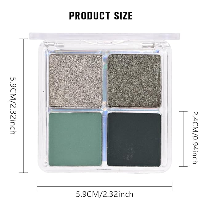 4 Colors Matcha Green Eye Shadow Powder Palette Makeup, Highly Pigmented Waterproof Matte Shimmer Quad Eyeshadow Palette for Women, paleta de sombras de ojos, Blendable, Vegan 12-BrightBean Baby