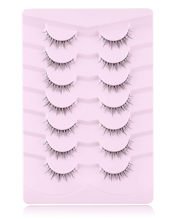 Onlyall Natural Lashes Short Eyelashes Wispy Lashes Natural Look Soft False Eyelashes False Eye Lashes Faux Mink Eyelashes 7 Pairs D2-BrightBean Baby