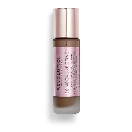 Makeup Revolution Conceal and Define Concealer, Full Coverage & Matte Finish, C16.5 for Dark/Deep Skin Tones, Vegan & Cruelty-Free, 0.7 Fl Oz-BrightBean Baby