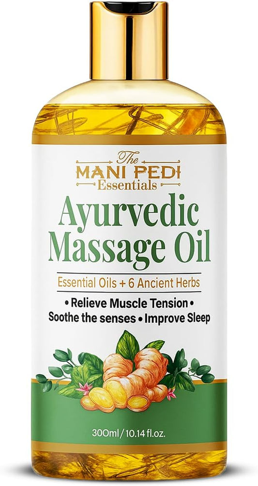Ayurvedic Massage Oil enriched with Clove, Almond, Lemongrass & Lavender Oils & 6 Ancient Herbs. Relieves Muscle Tensions, Calms Nerves, Soothes. 100% Natural 300ml-BrightBean Baby