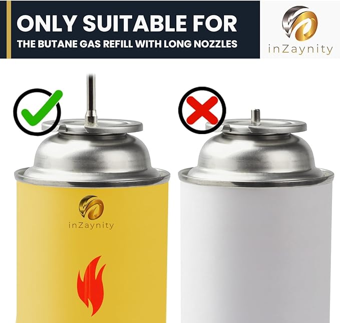 Dual Flame Butane Torch - Refillable Handheld Blow Torch for Cooking, Soldering, & Resin Art w/Adjustable Flame & Ignition Lock - Kitchen Blow Torch & Luxurious Gift Box by inZaynity - Brown Steel