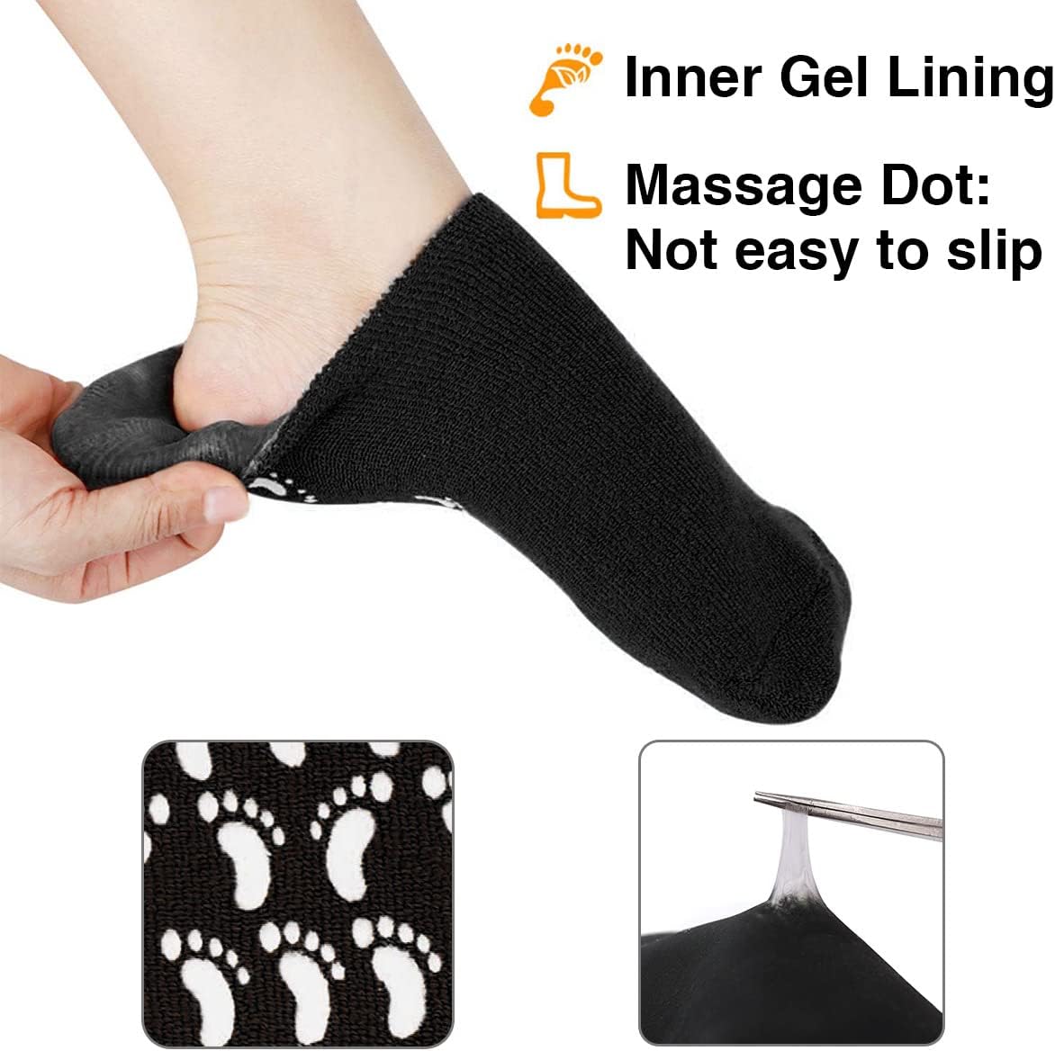 Codream Large Men's Moisturizing Gel Socks Men's Feet Care Ultimate Treatment for Dry Cracked Rough Skin on Feet Pack of 2 Pairs Black US Men 10-15-BrightBean Baby
